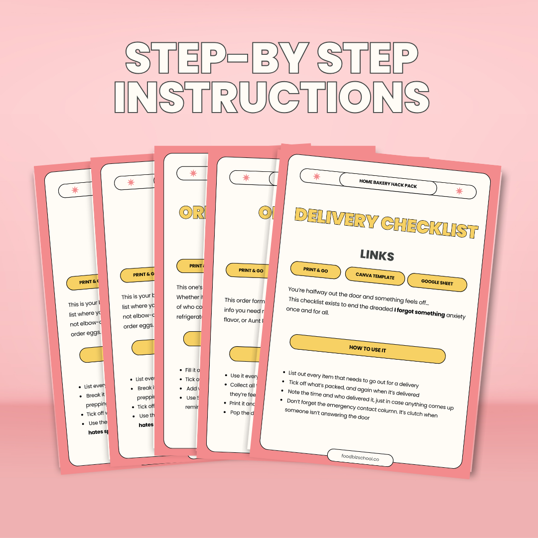 Home Bakery Hack Pack + Templates Instructions