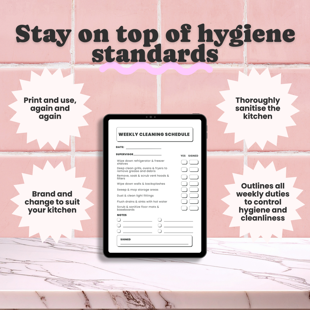 Weekly Cleaning Checklists - For Professional and Commercial Kitchens