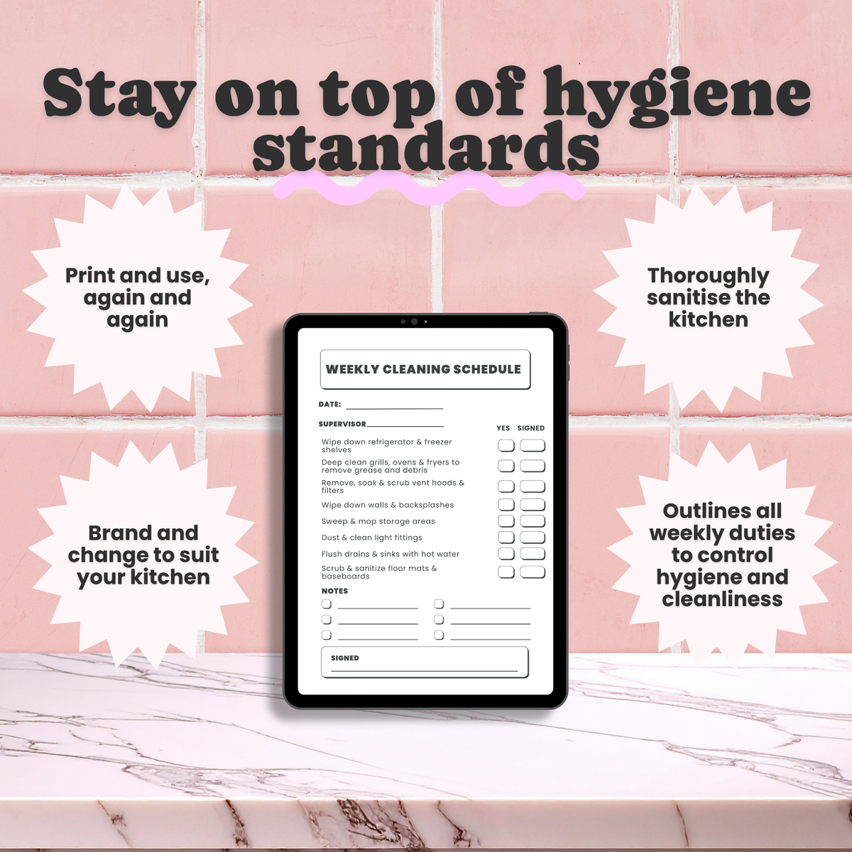 Weekly Cleaning Checklists - For Professional and Commercial Kitchens