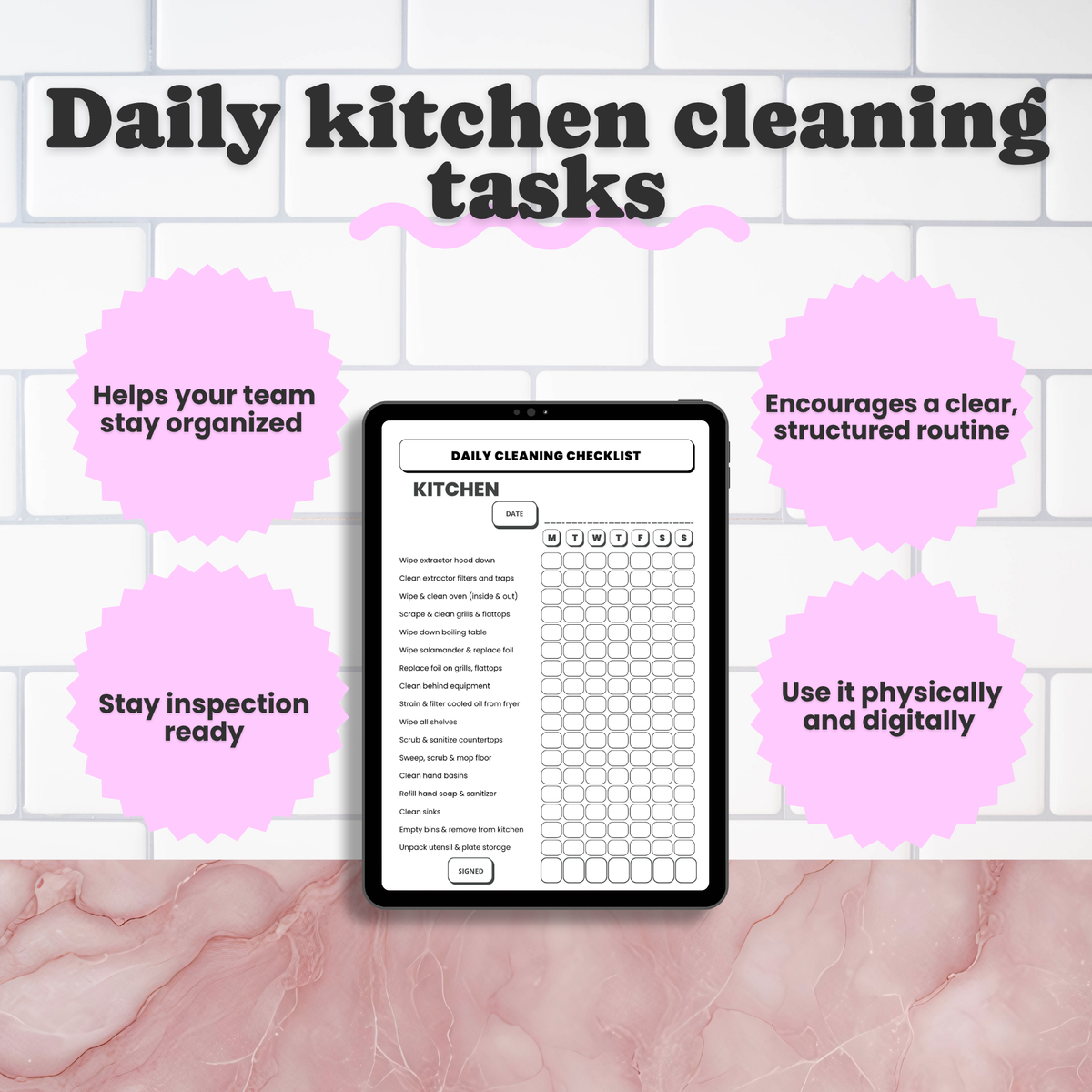 Daily Kitchen Cleaning Checklist - Food Business Hygiene Template