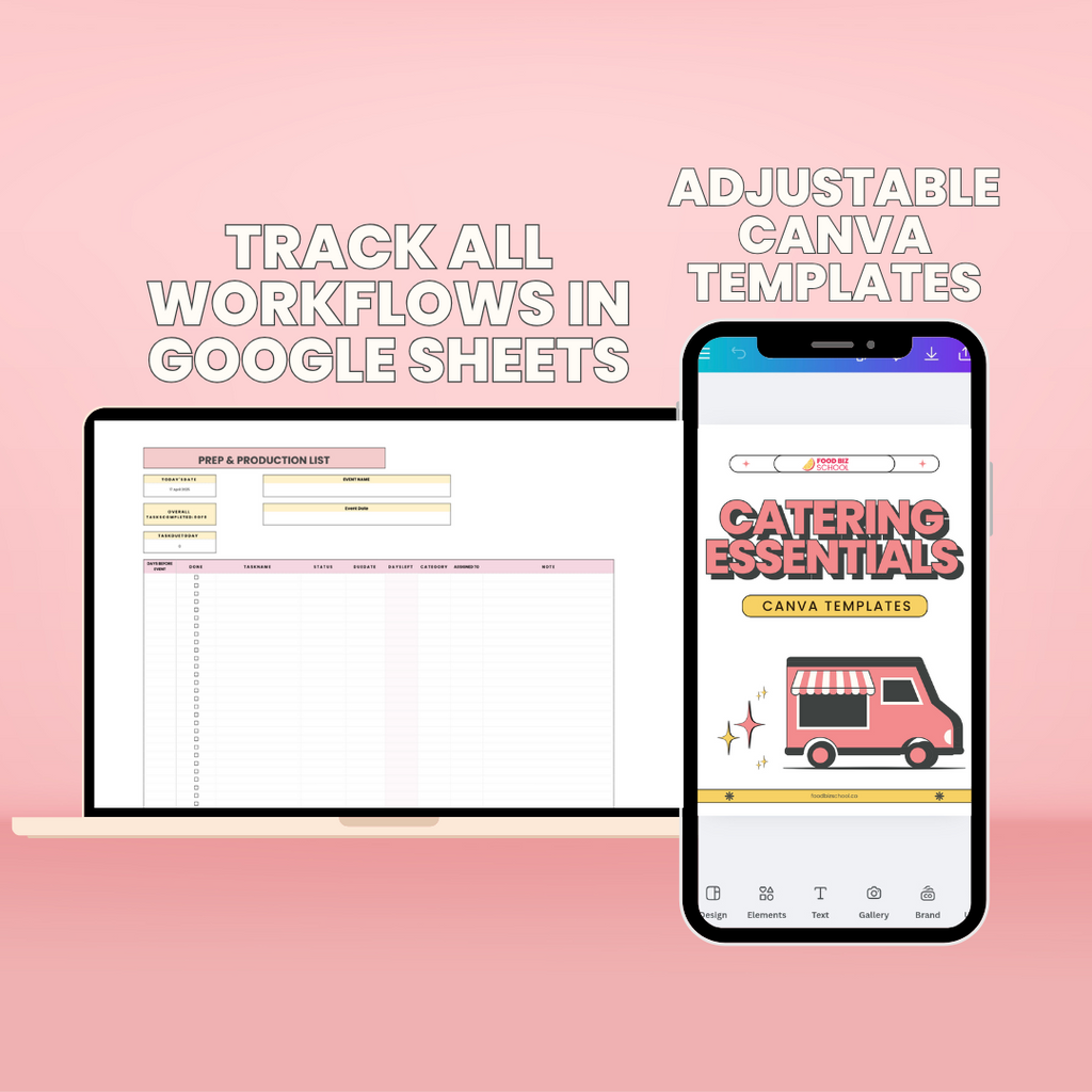 Catering Essentials Hack Pack + Templates Google Sheets + Canva