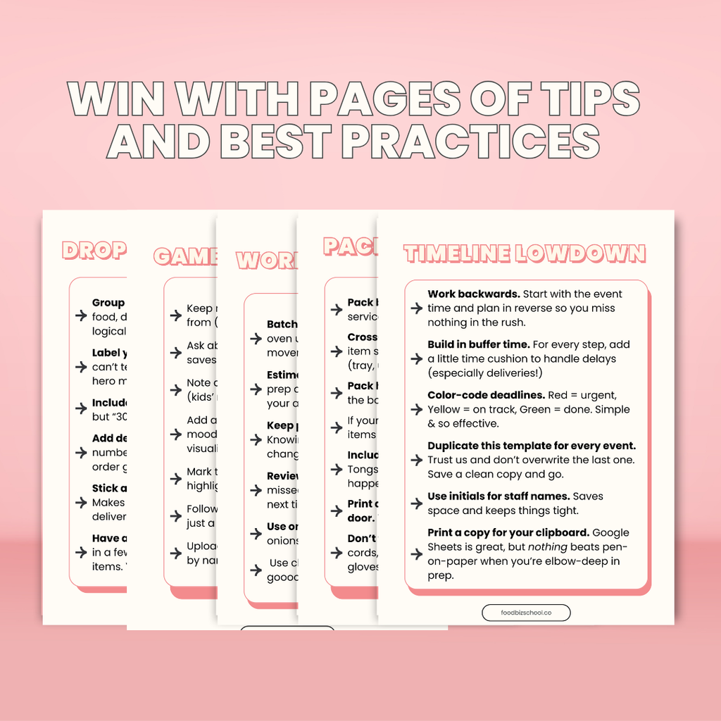 Catering Essentials Hack Pack + Templates Tips