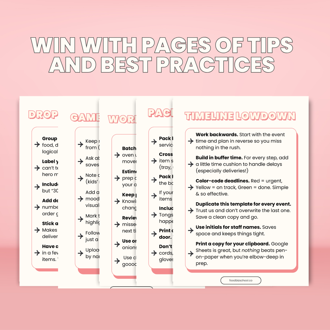 Catering Essentials Hack Pack + Templates Tips