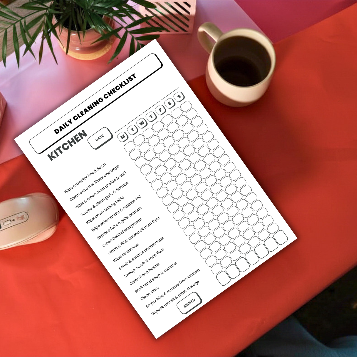 Daily Kitchen Cleaning Checklist | Food Business Hygiene Template PDF ...